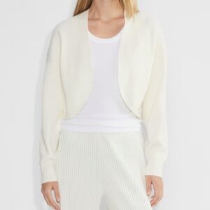 Babaton Ivory Cropped Open-Front Cardigan